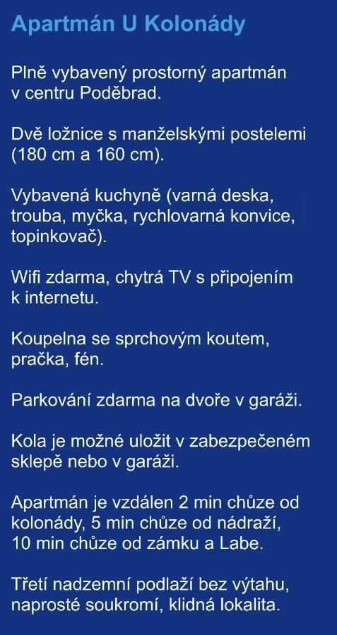 Apartmán U Kolonády, Poděbrady Exteriér fotografie